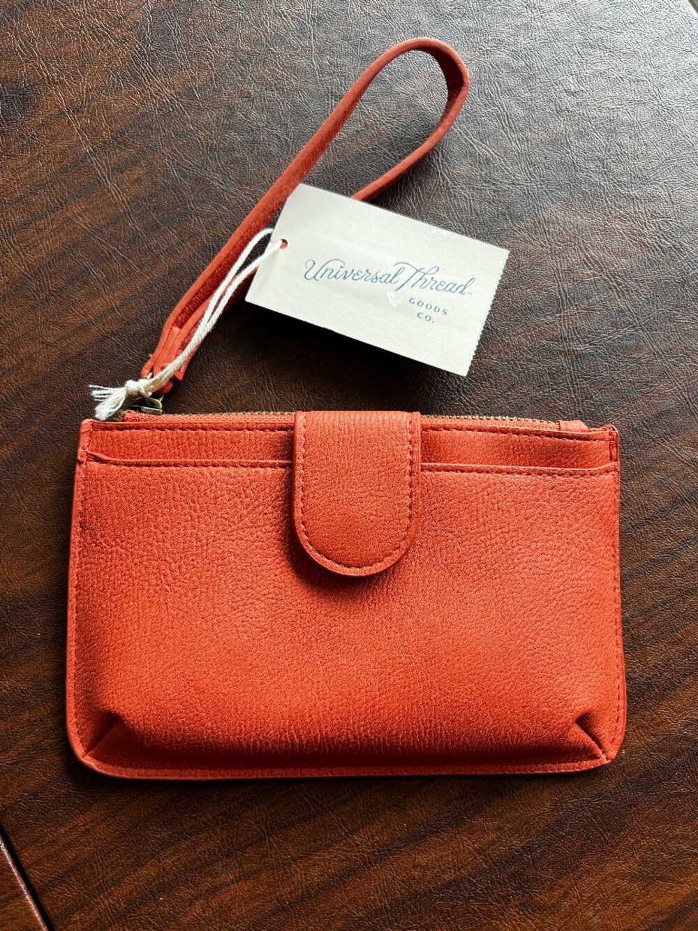 NWT Universal Thread orange wristlet purse wallet